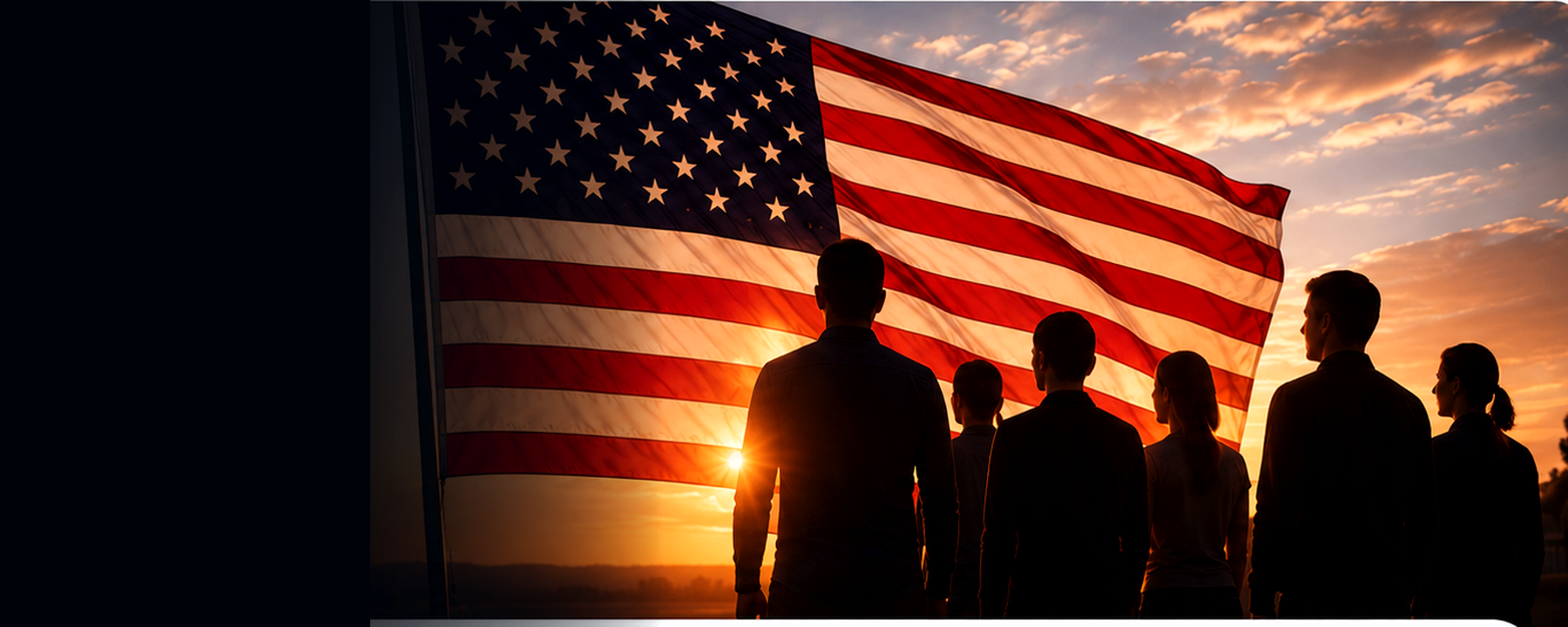 American flag at sunset